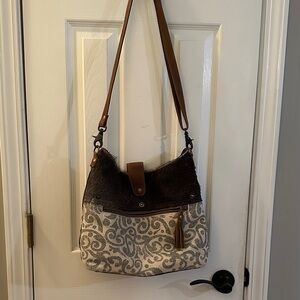 Pocketbook Myra Brand— Brown and Cream Crossbody Bag- adjustable strap
